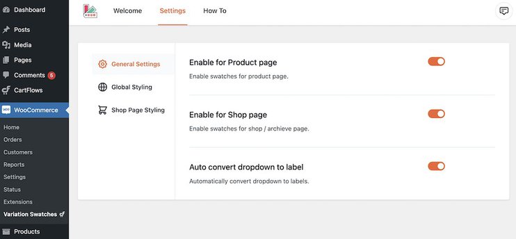 variation swatches for woocommerce by cartflows